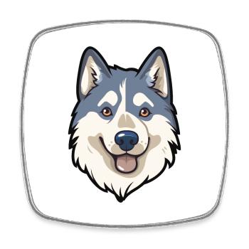 Husky-Hunderassen-Karikatur Kawaii-Illustration - Viereckiger Kühlschrankmagnet - Weiß - Vorne