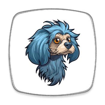 Griffon Bleu De Gascogne Dog Breed Cartoon Kawaii - Square fridge magnet - white - Front