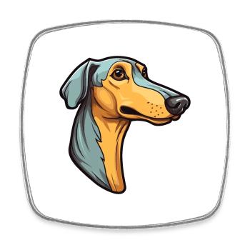 Windhund Hunderasse Cartoon Kawaii Illustration - Viereckiger Kühlschrankmagnet - Weiß - Vorne