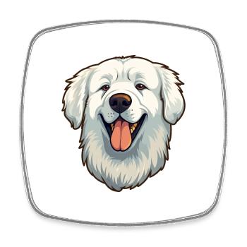 Grande race de chien des Pyrénées Cartoon Kawaii Illustrati - Magnet carré - blanc - Devant