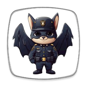 Fledermaus Polizist - Viereckiger Kühlschrankmagnet - Weiß - Vorne