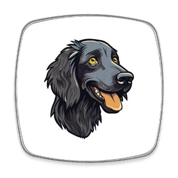Flat Coated Retriever Dog Breed Cartoon Kawaii Ill - Square fridge magnet - white - Front