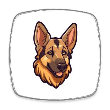 German Shepherd Dog Breed Cartoon Kawaii Illustrat - Square fridge magnet - white - Front