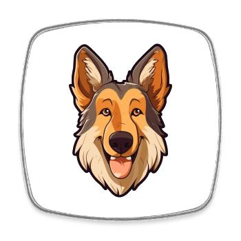 Garafian Shepherd Dog Breed Cartoon Kawaii Illustr - Square fridge magnet - white - Front