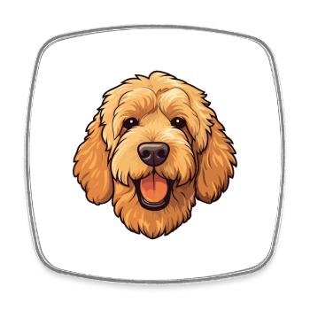 Goldendoodle Dog Breed Cartoon Kawaii Illustration - Square fridge magnet - white - Front