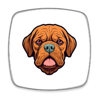 Französische Bordeaux Mastiff Hunderasse Cartoon Kawaii I - Viereckiger Kühlschrankmagnet - Weiß - Vorne