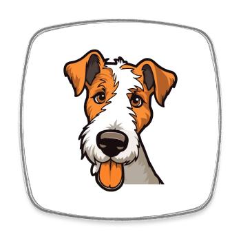 Foxterrier Glatte Hunderasse Karikatur Kawaii Illust - Viereckiger Kühlschrankmagnet - Weiß - Vorne