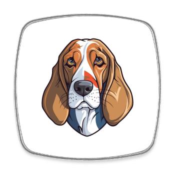 Chien courant tricolore français race dessin animé Kawaii Ill - Magnet carré - blanc - Devant