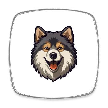 Finnish Lapphund Dog Breed Cartoon Kawaii Illustra - Square fridge magnet - white - Front