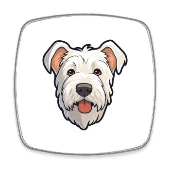 English White Terrier Dog Breed Cartoon Kawaii Ill - Square fridge magnet - white - Front