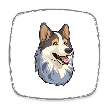East Siberian Laika Dog Breed Cartoon Kawaii Illus - Square fridge magnet - white - Front
