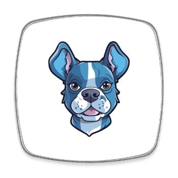 Blauer Paul Terrier Hunderasse Cartoon Kawaii Illustration - Viereckiger Kühlschrankmagnet - Weiß - Vorne