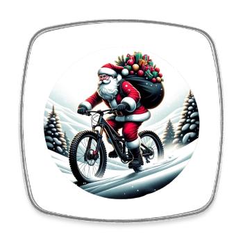 Santa Claus Downhill: Mountain Bike Adventure - Square fridge magnet - white - Front
