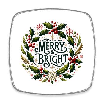 Merry & Bright - Square fridge magnet - white - Front