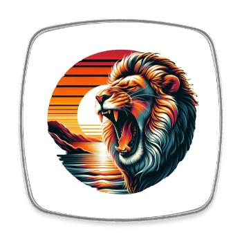 Roaring Lion: Epic Sunset - Square fridge magnet - white - Front