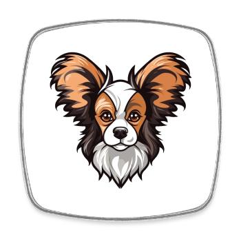 Papillon chien race dessin animé kawaii illustration - Magnet carré - blanc - Devant