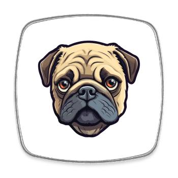 Mopshund Rasse Cartoon Kawaii Illustration - Viereckiger Kühlschrankmagnet - Weiß - Vorne