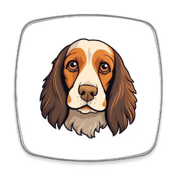 Pont Audemer Épagneul Chien Race Cartoon Kawaii Illu - Magnet carré - blanc - Devant