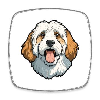 Chien de berger roumain race de chien dessin animé Kawaii Illustr - Magnet carré - blanc - Devant