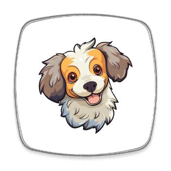 Russian Toy Dog Breed Cartoon Kawaii Illustration - Square fridge magnet - white - Front