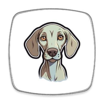 Braque de Weimar race de chien Cartoon Kawaii Illustration - Magnet carré - blanc - Devant