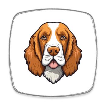 Welsh Springer Spaniel Dog Breed Cartoon Kawaii Il - Square fridge magnet - white - Front