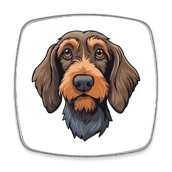 Wirehaired Dachshund Dog Breed Cartoon Kawaii Illu - Square fridge magnet - white - Front