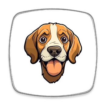 Stephens Cur chien race dessin animé Kawaii Illustration - Magnet carré - blanc - Devant