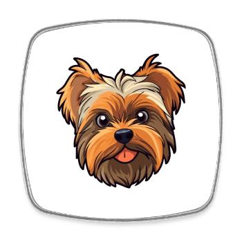Yorkshire Terrier Dog Breed Cartoon Kawaii Illustr - Square fridge magnet - white - Front