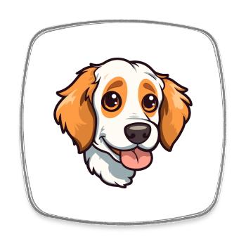 Volpino Italiano Dog Breed Cartoon Kawaii Illustra - Square fridge magnet - white - Front
