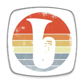 Vintage Tuba Sketch - Square fridge magnet - white - Front