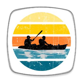 Kayak Duo Sunset Silhouette Circle - Square fridge magnet - white - Front