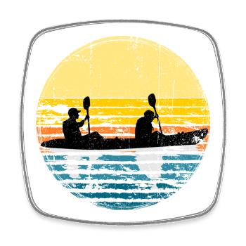 Sunset Kayak Silhouette Circle - Square fridge magnet - white - Front