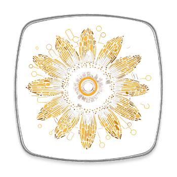 Boho Sunflower Mandala Pattern - Square fridge magnet - white - Front