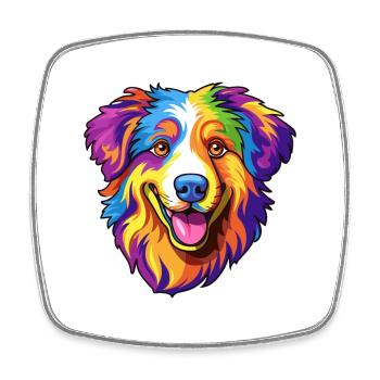 Berger australien chien race Cartoon Kawaii Illus - Magnet carré - blanc - Devant