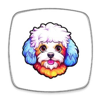 Bichon Frise chien race Cartoon Kawaii Illustration - Magnet carré - blanc - Devant