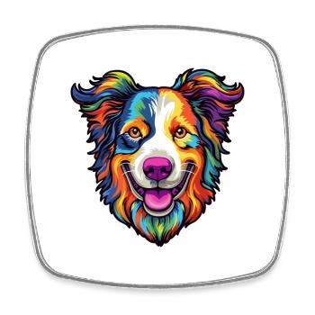 Border Collie Hunderasse Cartoon Kawaii Illustratio - Viereckiger Kühlschrankmagnet - Weiß - Vorne