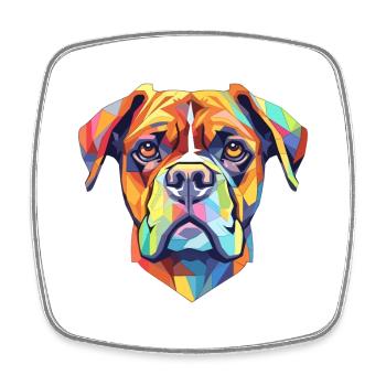 Boxer Hund Rasse Cartoon Kawaii Illustration - Viereckiger Kühlschrankmagnet - Weiß - Vorne