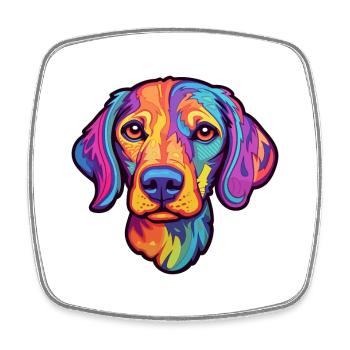 Braque Auvergne Dog Breed Cartoon Kawaii Illustrat - Square fridge magnet - white - Front