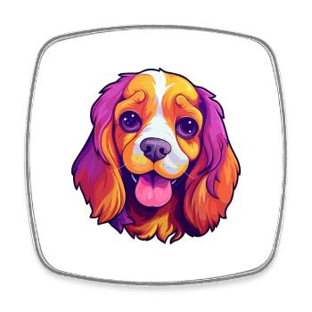 Cavalier King Charles Spaniel Dog Breed Cartoon Ka - Square fridge magnet - white - Front