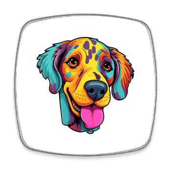 Catahoula Leopard Hund Rasse Cartoon Kawaii Illustration - Viereckiger Kühlschrankmagnet - Weiß - Vorne