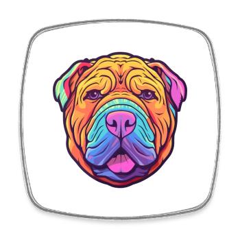 Chinesische Shar Pei Hunderasse Cartoon Kawaii Illustra - Viereckiger Kühlschrankmagnet - Weiß - Vorne