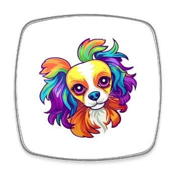 Continental Spielzeug Spaniel Hunderasse Cartoon Kawaii I - Viereckiger Kühlschrankmagnet - Weiß - Vorne