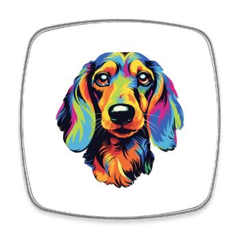 Dackel Hund Rasse Cartoon Kawaii Illustration - Viereckiger Kühlschrankmagnet - Weiß - Vorne