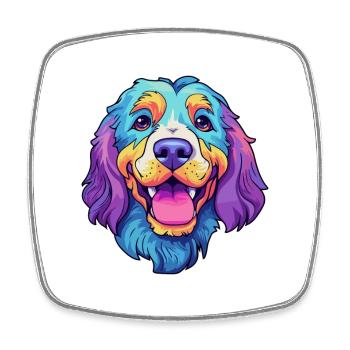 Drentsche Patrijshond Dog Breed Cartoon Kawaii Ill - Square fridge magnet - white - Front