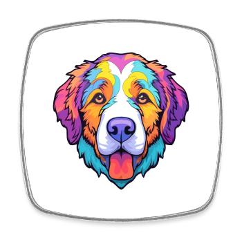 Central Asian Shepherd Dog Breed Cartoon Kawaii Il - Square fridge magnet - white - Front