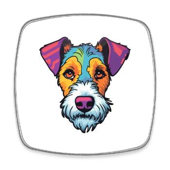 Chilean Fox Terrier Dog Breed Cartoon Kawaii Illus - Square fridge magnet - white - Front
