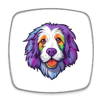 Cumberland Sheepdog Dog Breed Cartoon Kawaii Illus - Square fridge magnet - white - Front