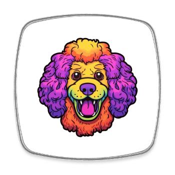Corded Poodle Dog Breed Cartoon Kawaii Illustratio - Square fridge magnet - white - Front