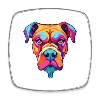 Bull Boxer Hund Rasse Cartoon Kawaii Illustration - Viereckiger Kühlschrankmagnet - Weiß - Vorne